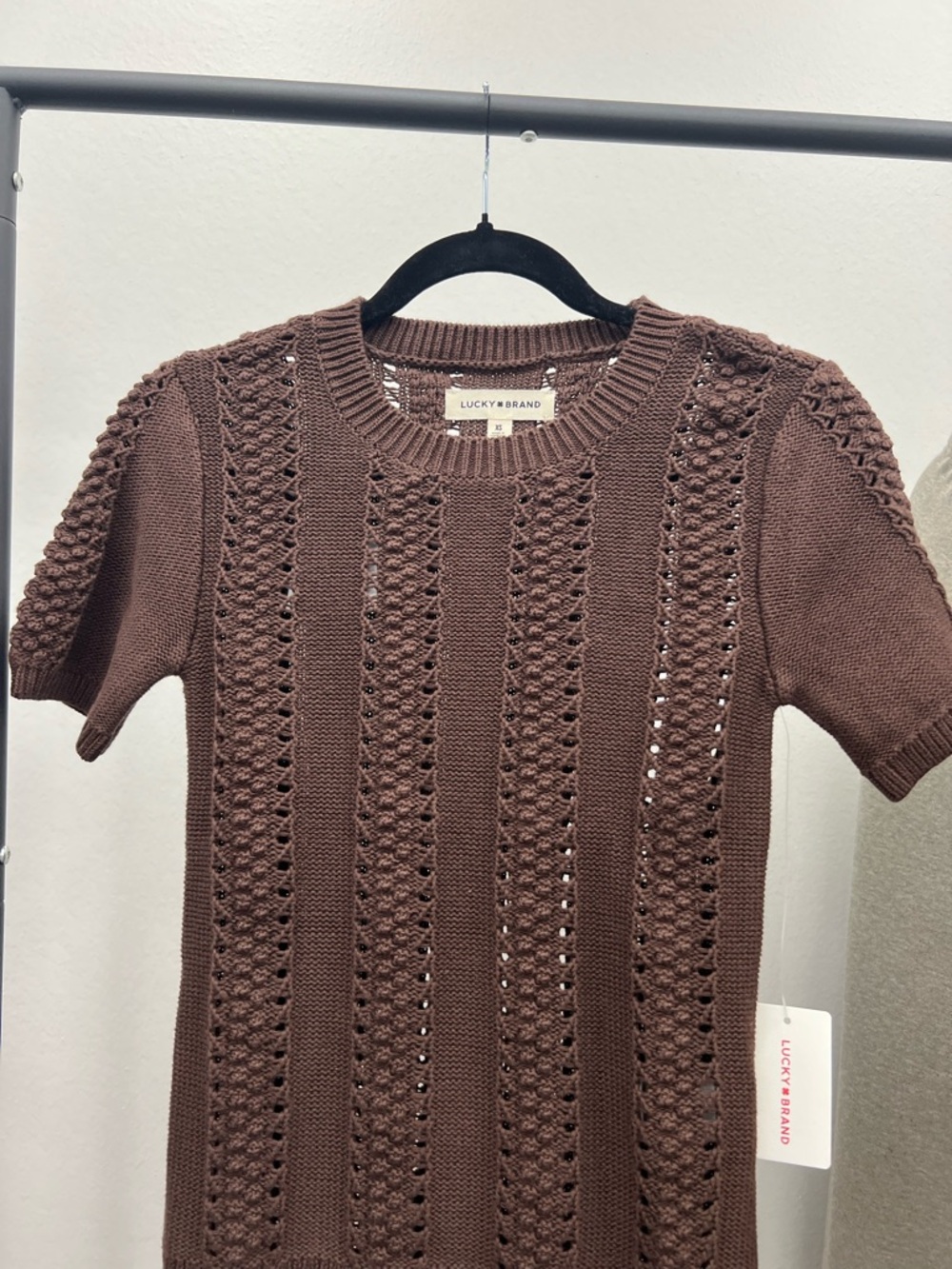 Lucky Brand Men's Chocolate Brown Short-Sleeve Crewneck Sweater
